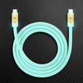 Mint green dual USB-C thick charging cable with metal connectors